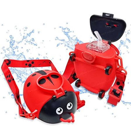 Büro Ev Ofis Hediyesi için 500ML Uğur Böceği Motif Suluk Su Matarası