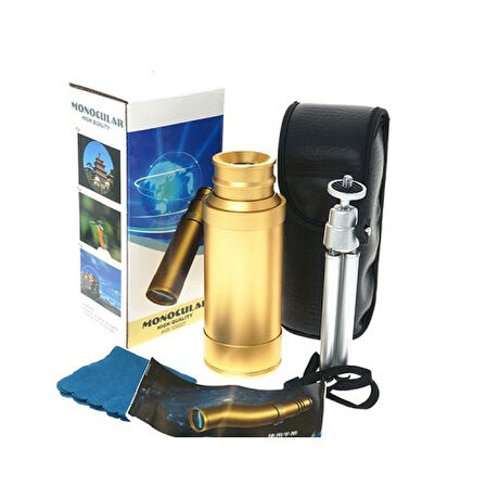 Büro Ev Ofis Kamp Keyfi için 23-1000MT 50X50 Çantalı Golden Metal Büyük Korsan Dürbünü