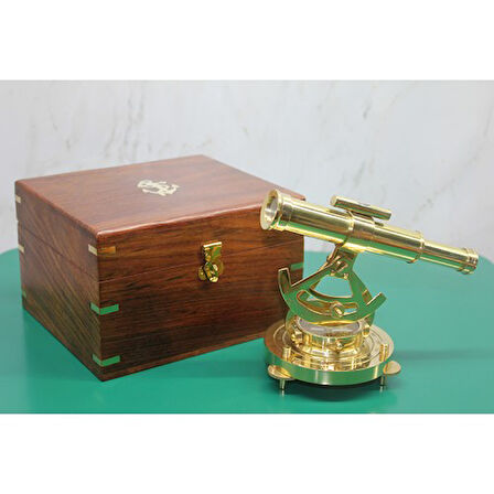 Büro Ev Ofis Hediyesi için Ahşap Kutulu Pusulalı Maksi Prestij Dürbün 