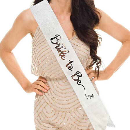 Büro Ev Ofis Etkinliği için 10x80CM Gelin Partisi Silver İtalik Alyanslı Bride To Be Yazan Beyaz Kuşak Kemer