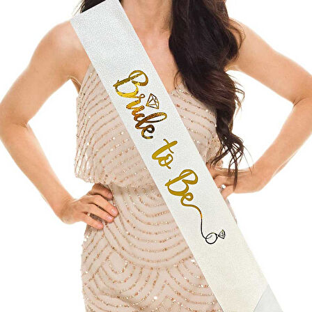 Büro Ev Ofis Etkinliği için 10x80CM Gelin Partisi Golden İtalik Bride To Be Yazan Beyaz Kuşak Kemer