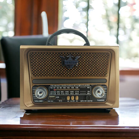 Büro Ev Ofis Radyo Keyfi için Retro Stil Şarjlı Usdb Sd Aux Bluetooth Müzik Çalar Cihaz