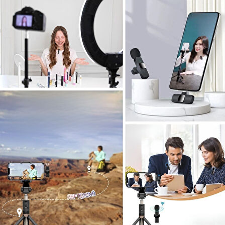 Büro Ev Ofis Personel Telefonu için Type C Iphone Uyumlu Kablosuz Mini Yaka Mikrofonu