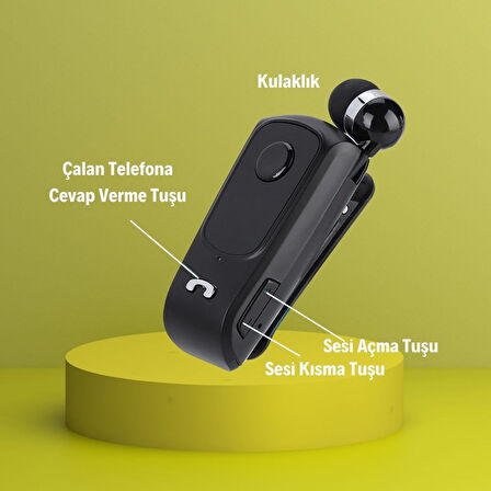Büro Ev Ofis Personel Telefonu için Makaralı Kulak içi Bluetooth Kulaklıklı Mikrofon