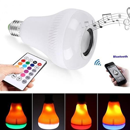Büro Ev Ofis Hediyesi için Kumandalı Led Ampul Model Bluetooth Hoparlör
