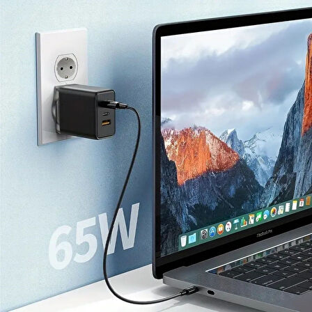 Büro Ev Ofis Telefonu için Taşınır Kablolu 65W Alet Hızlı Type-C Şarj Cihazı