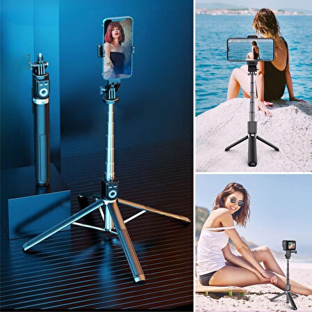 Büro Ev Ofis Telefonu için 2,2MT Uzar Kamera Cihaz Takılır Kumandalı Tripod Selfie Çubuk