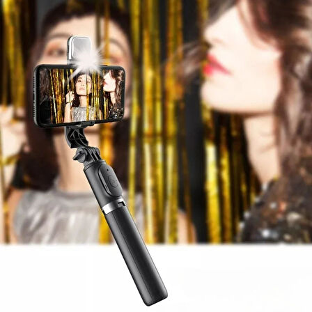 Büro Ev Ofis Telefonu için Masaüstü Tripod Işıklı Tutucu Kablosuz Kumandalı Selfie Çubuğu