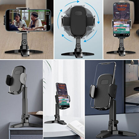 Büro Ev Ofis Fotoğraf Video Çekimi için 360 Dönen Stand Başlı Ayaklı Telefon Tripodu