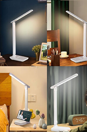 Büro Ev Ofis Yazlık için Usb Şarjlı 3MOD Dokunmatik Katlanır Telefon Stand Led Masa Lambası