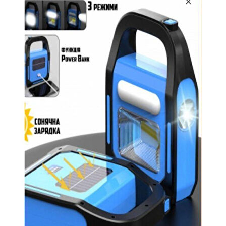 Büro Ev Ofis Kamp Keyfi için Solar Güneş Enerji Şarjlı Powerbanklı Işıldaklı Lamba