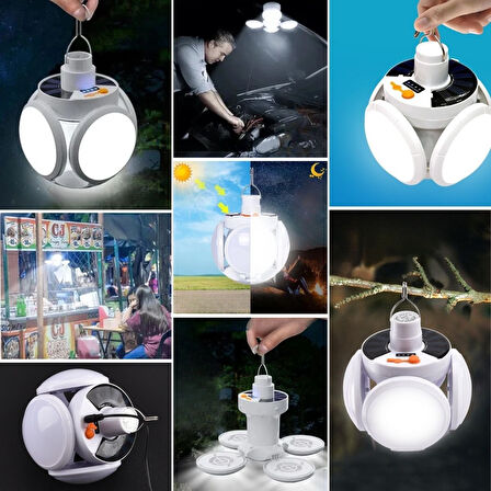 Büro Ev Ofis Kamp Keyfi için Solar Güneş Enerji Şarjlı 5LED 3MOD Işık Kanatlı Asılır Fener