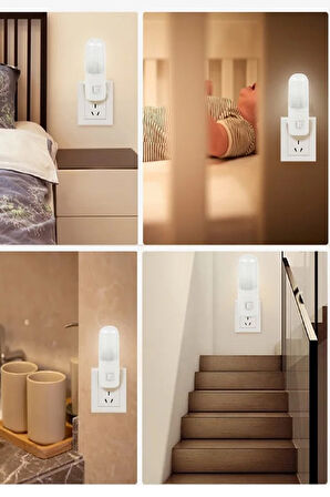Büro Ev Ofis için 0,5W 4LED Anahtarlı Beyaz Işık Çocuk Odası Gece Lambası