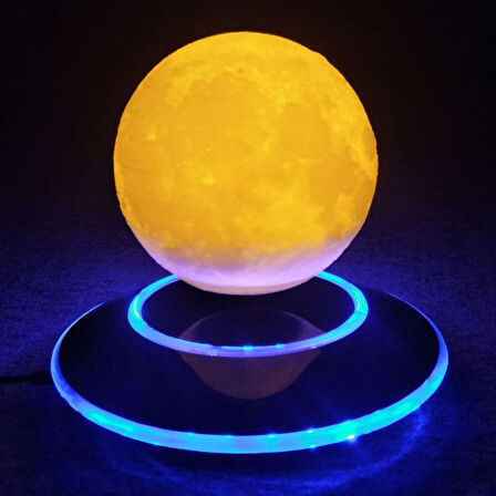 Büro Ev Ofis için 3D Ay Dekoratif Küre Sarı Led Başucu Gece Lambası