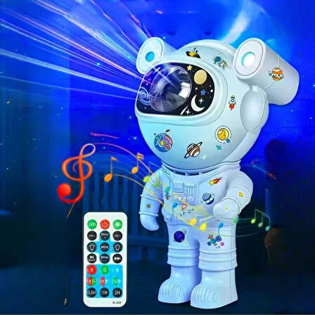 Büro Ev Ofis Hediyesi için Stickerlı Kumandalı Astronot Stil Gece Lambası