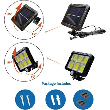 Büro Ev Ofis Kamp Keyfi için Solar Güneş Enerji Şarjlı Hareket Sensörlü Duvar Lambası