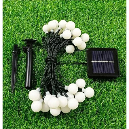 Büro Ev Ofis Bahçe Dekoru için 5MT Siyah Kablolu 28LED Solar Şarjlı Top Gün Işığı Şerit Lamba