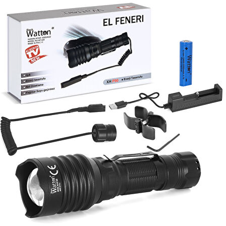 Büro Ev Ofis Av Keyfi için Şarjlı 15CM 50MT Menzilli Avcı Namlu Feneri