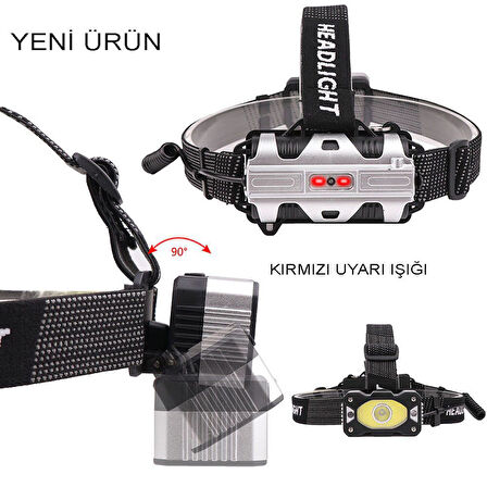 Büro Ev Ofis İş Güvenliği için Şarjlı Lamba Sensörlü 4MOD Işıklı Kafa Feneri