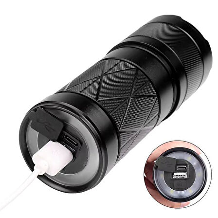 Büro Ev Ofis İş Güvenliği için Şarjlı Lamba Zoomlu Işıklı Powerbank El Feneri