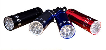 Büro Ev Ofis Hediyesi için 9LED Lamba Süper Parlak Işıklı Mini Metal El Feneri