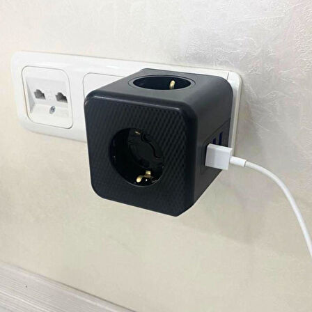 Büro Ev Ofis için 3PRİZ 3USB Termal Akım Korumalı Küp Tip Grup Priz