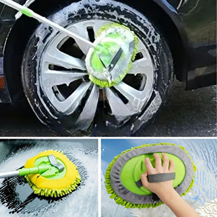 Büro Ev Ofis Arabası için Araç Temizliği Yedek Bezli Mikrofiber Oto Yıkama Mop Seti