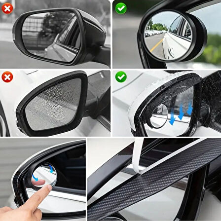 Büro Ev Ofis Arabası için 2ADET Araç Yan Ayna Karbon Fiber Oto Kar Yağmur Korur Kalkanı Visör