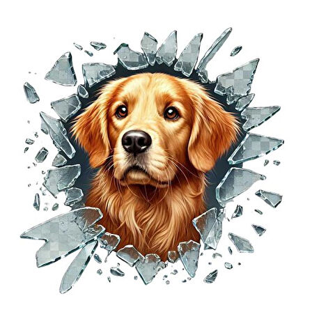 Büro Ev Ofis Arabası için 10x10CM Tekli Araç Dışı Golden Dog Oto Cam Stickerı