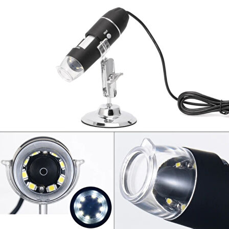 Büro Ev Ofis Okul için 1600X 8LED Metal Standlı USB Dijital Kamera Endoskop Mikroskop