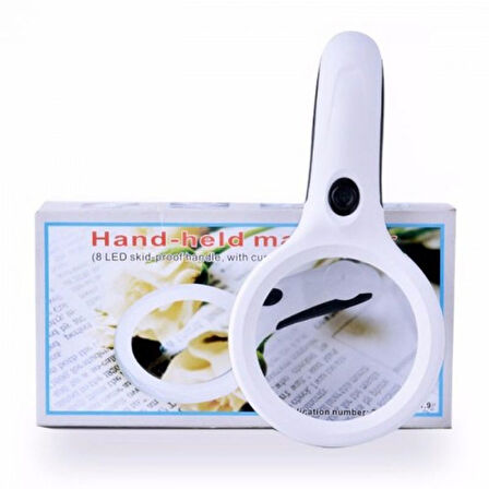 Büro Ev Ofis için 3X Büyütür 60MM Lens Pilli Led Işıklı Büyüteç Okuma Takı Kontrol El Büyüteci