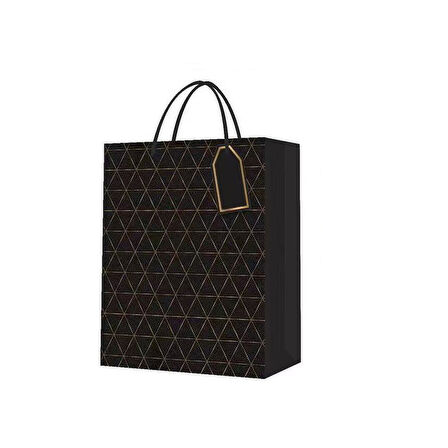 Büro Ev Ofis İnsanı için 26x32CM Siyah Desenli Mini Karton Çanta