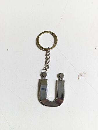 Büro Ev Ofis Hediyesi için Ü-HARF Plastik Krom Kaplama Plastik Çanta Süsü Anahtarlık