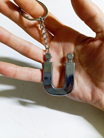 Büro Ev Ofis Hediyesi için Ü-HARF Plastik Krom Kaplama Plastik Çanta Süsü Anahtarlık