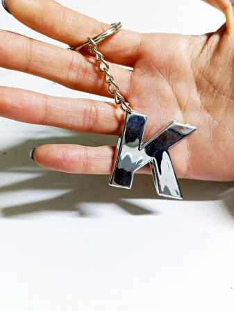 Büro Ev Ofis Hediyesi için K-HARF Plastik Krom Kaplama Plastik Çanta Süsü Anahtarlık