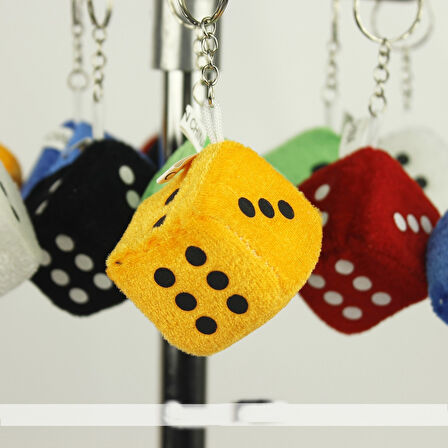 Büro Ev Ofis Hediyesi için Peluş Çanta Süsü Tip Zar Tasarım Anahtarlık