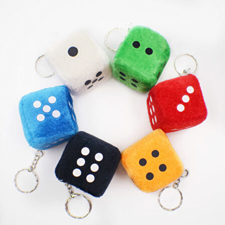 Büro Ev Ofis Hediyesi için Peluş Çanta Süsü Tip Zar Tasarım Anahtarlık