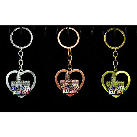Büro Ev Ofis Hediyesi için İstanbul Hatırası Kalp Metal Galata Kulesi Anahtarlık