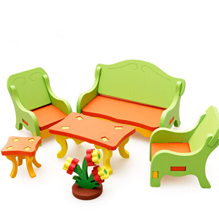 Büro Ev Ofis Çocuk Hediyesi için Zeka Oyunu 3D Ahşap Yapım Salon Takımı Model Puzzle