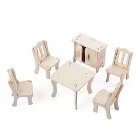 Büro Ev Ofis Çocuk Hediyesi için Zeka Oyunu 3D Ahşap Yapım Yemek Odası Model Puzzle