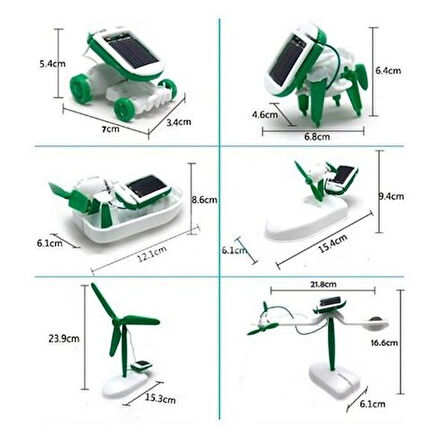 Büro Ev Ofis Oyuncak Hediyesi için 6MOD Solar Güneş Enerjili Robot Oluştur Oyun Seti