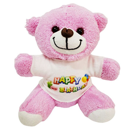 Büro Ev Ofis Oyuncak Hediyesi için Peluş Happy Birthday Tişörtlü Ayıcık