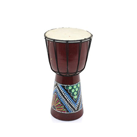 Büro Ev Ofis Hobi Müzik Keyfi için Tekli 25CM Ahşap Müzik Aleti Batikli Darbuka Çalgısı