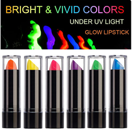 Büro Ev Ofis Etkinik Süsleri için Karanlıkta Parlayan Fosforlu Neon Ruj Seti