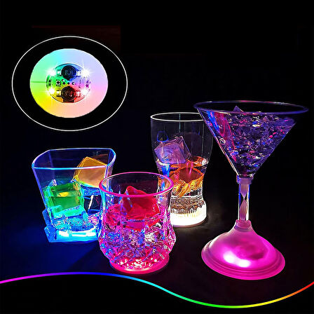 Büro Ev Ofis Etkinik Süsleri için 6CM 3MOD Led Işıklı Yapışkanlı Glow Bardak Altı Aparatı