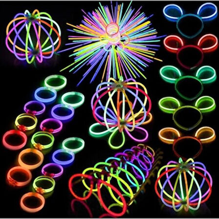 Büro Ev Ofis Etkinik Süsleri için 100PARÇA Karanlıkta Parlayan Fosforlu Glow Çubuk Seti