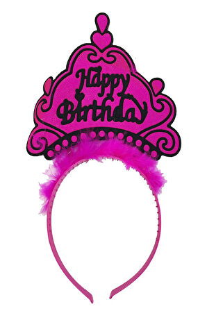 Büro Ev Ofis Etkinlik Gösteri Kostüm Tacı için 24x15CM Fuşya Happy Birthday Neon Taç