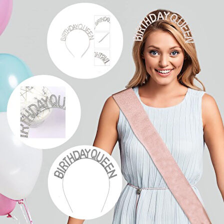 Büro Ev Ofis Etkinlik Gösteri Kraliçe Kostüm Tacı için Birthday Queen Yazılı Taç