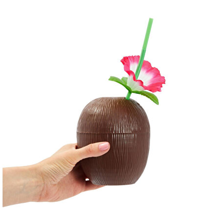 Büro Ev Ofis Etkinlik Gösteri Hawaii Kostümü için Pipetli İçecek Kabı 10x13CM Hint Cevizli Bardak