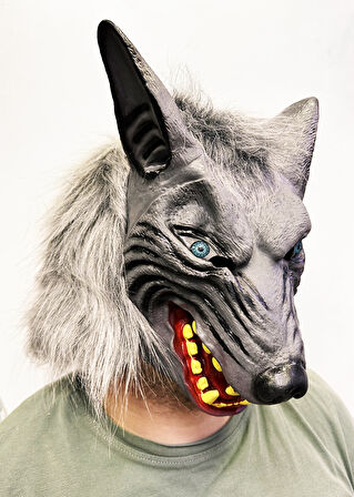 Büro Ev Ofis Gösteri Kurt Kostüm Maskesi için Kafaya Geçen Mavi Göz Dişli Lateks Maskesi